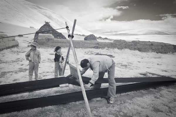 weaving yak fibers 